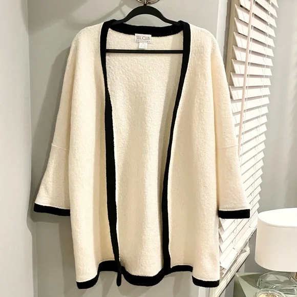 90s Wool Oversized Cardigan Sweater Womens Small Medium Boiled Felted Vintage - Picture 2 of 5